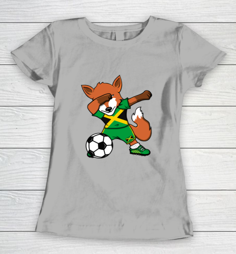 Dabbing Fox Jamaica Soccer Fans Jersey Jamaican Football Fan Women's T-Shirt 11