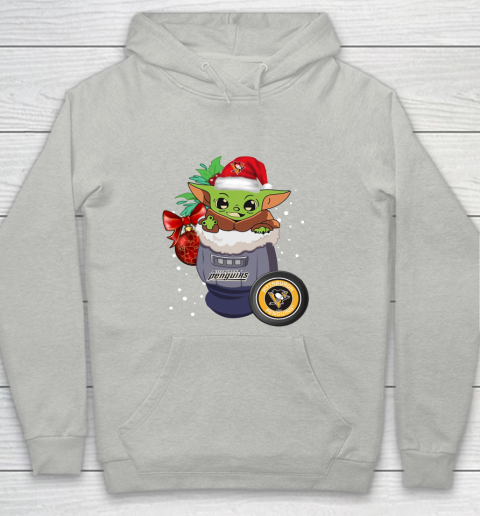Pittsburgh Penguins Christmas Baby Yoda Star Wars Funny Happy NHL Youth Hoodie 2