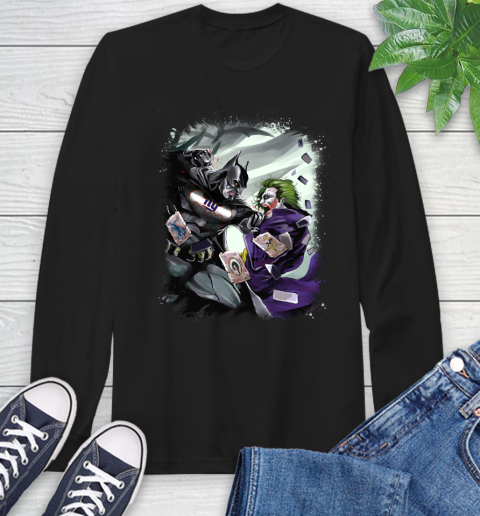 New York Giants NFL Football Batman Fighting Joker DC Comics Long Sleeve T-Shirt 2