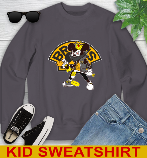 Boston Bruins NHL Hockey Mickey Peace Sign Sports Youth Sweatshirt 6
