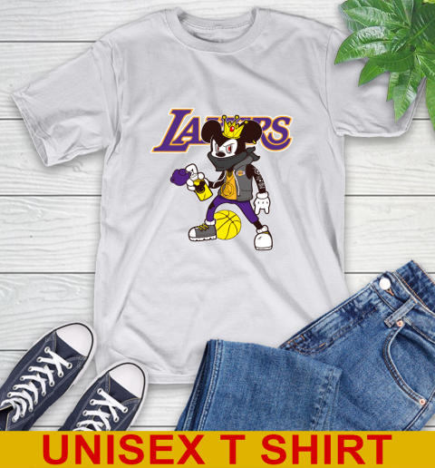 Los Angeles Lakers NBA Basketball Mickey Peace Sign Sports T-Shirt 12