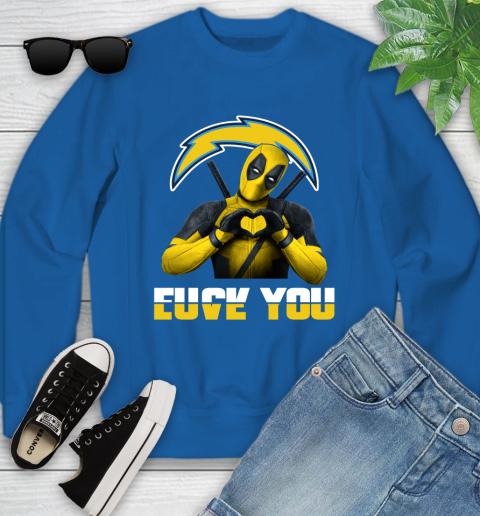 NHL San Diego Chargers Deadpool Love You Fuck You Football Sports Youth Sweatshirt 7
