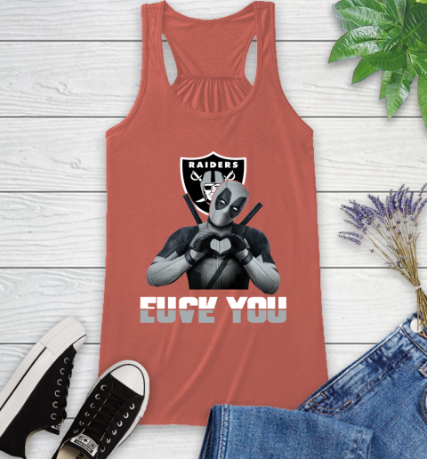 NHL Oakland Raiders Deadpool Love You Fuck You Football Sports Racerback Tank 3