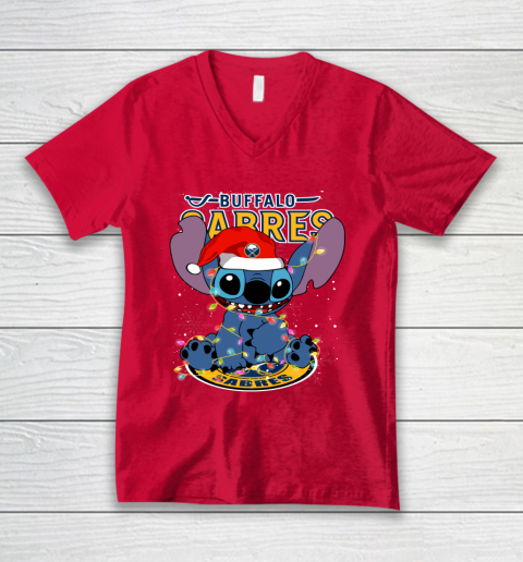 Buffalo Sabres NHL Hockey noel stitch Christmas V-Neck T-Shirt 3