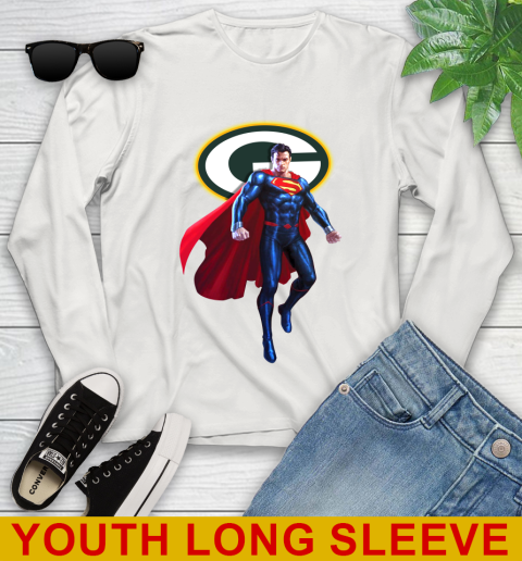 NFL Superman DC Sports Football Green Bay Packers Youth Long Sleeve 12