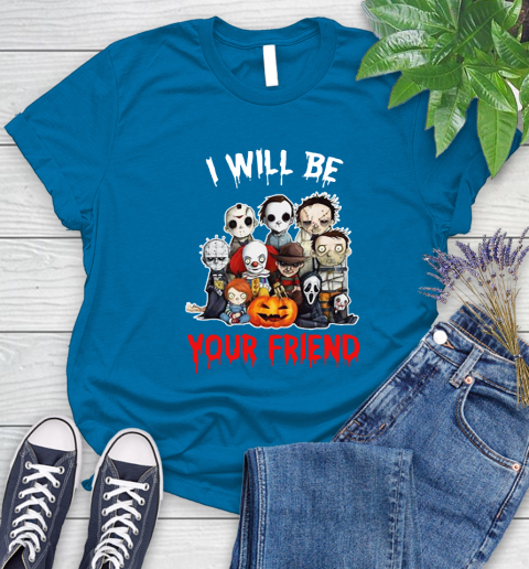 Halloween Horror Movie Characters Chibi I Will Be Your Friend Women's T-Shirt 5