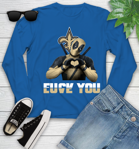NHL New Orleans Saints Deadpool Love You Fuck You Football Sports Youth Long Sleeve 10