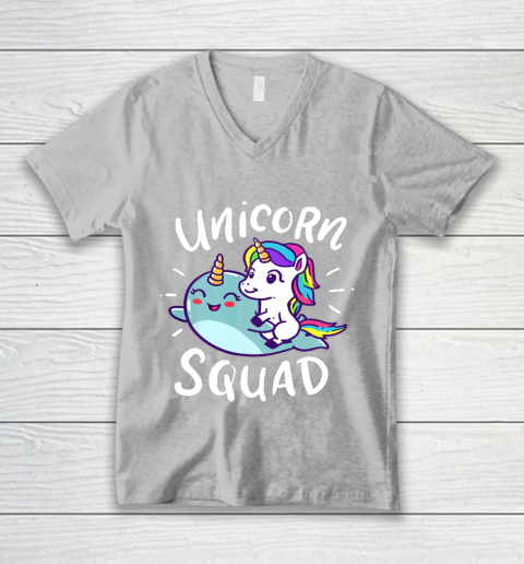 Unicorn Squad Narwhal Funny Cute Birthday Party Present Gift V-Neck T-Shirt 3