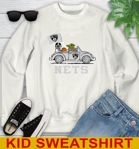 NBA Basketball Brooklyn Nets Darth Vader Baby Yoda Driving Star Wars Shirt Youth Sweatshirt