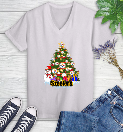 Pittsburgh Steelers Merry Christmas NFL Football Sports Women's V-Neck T-Shirt