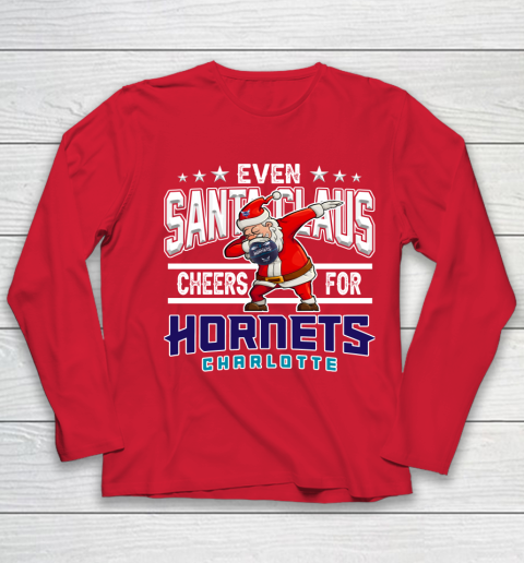 Charlotte Hornets Even Santa Claus Cheers For Christmas NBA Youth Long Sleeve 8