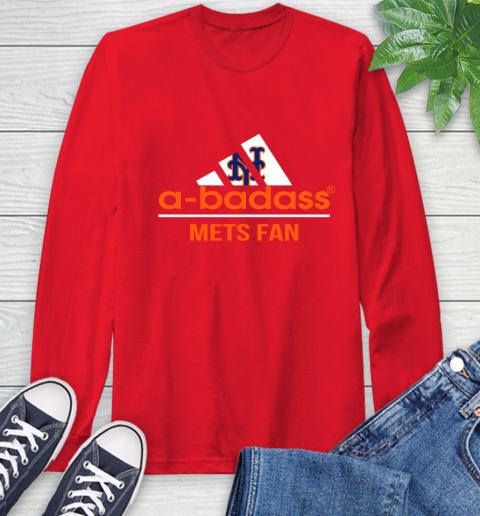 MLB A Badass New York Mets Fan Adidas Baseball Sports Long Sleeve T-Shirt 11