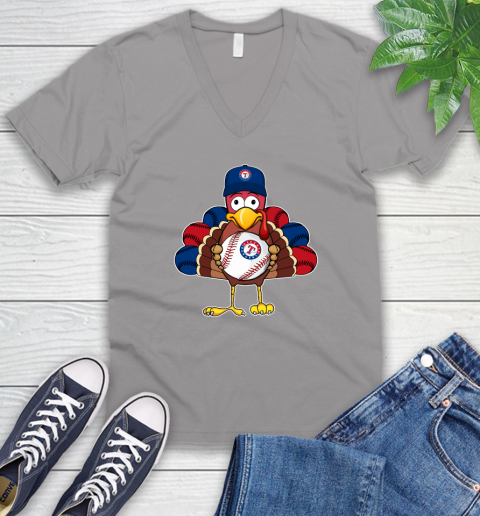 Texas Rangers Turkey thanksgiving V-Neck T-Shirt 4