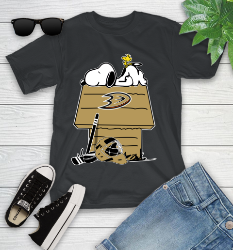 Anaheim Ducks NHL Hockey Snoopy Woodstock The Peanuts Movie Youth T-Shirt 2