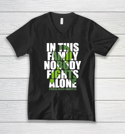 Mental Health Awareness Ribbon Family You Matter Kindness V-Neck T-Shirt