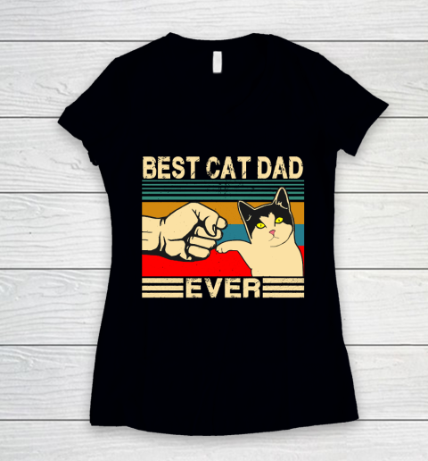 Father's Day Funny Gift Ideas Apparel  Best Cat Dad Ever Funny Cat Daddy Father Day Gift T Shirt Women's V-Neck T-Shirt