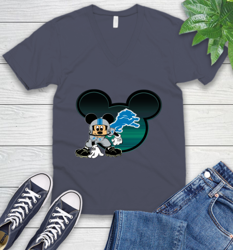NFL Detroit Lions Mickey Mouse Disney Football T Shirt V-Neck T-Shirt 9
