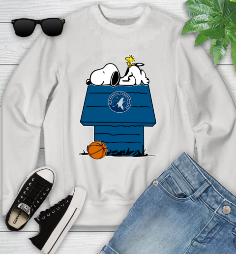 Minnesota Timberwolves NBA Basketball Snoopy Woodstock The Peanuts Movie Youth Sweatshirt
