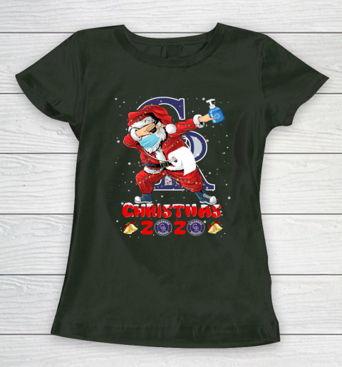 Colorado Rockies Funny Santa Claus Dabbing Christmas 2020 MLB Women's T-Shirt 4