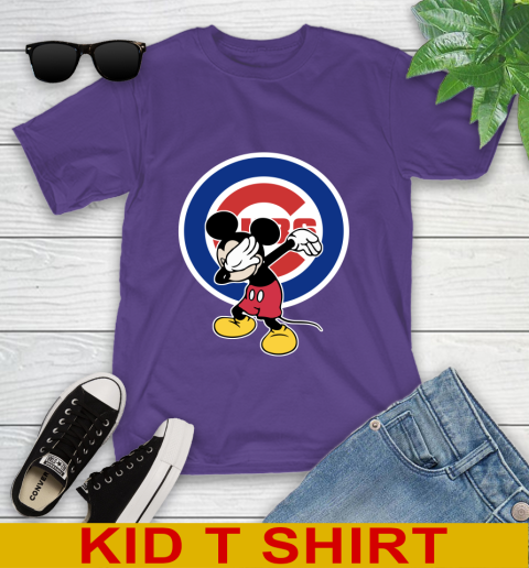 Chicago Cubs MLB Baseball Dabbing Mickey Disney Sports Youth T-Shirt 4