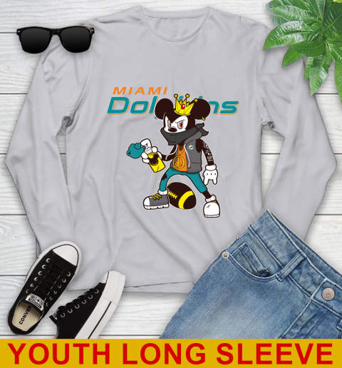 Miami Dolphins NFL Football Mickey Peace Sign Sports Youth Long Sleeve 7 Miami Dolphins NFL Football Mickey Peace Sign Sports Youth Long Sleeve - Image 7