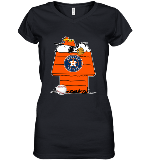 Mlb Houston Astros Women's Short Sleeve V-neck Fashion T-shirt