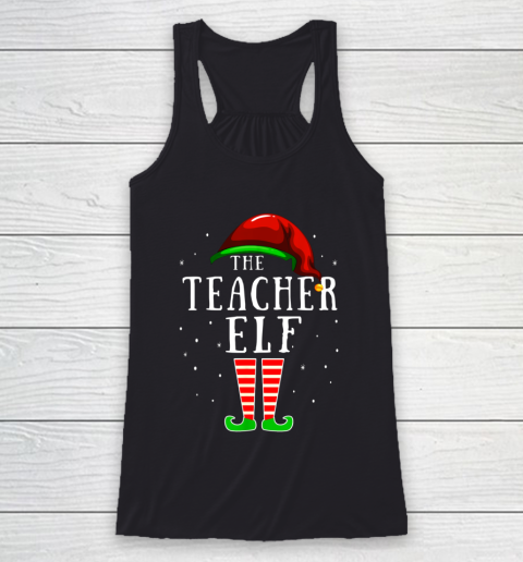 Teacher Elf Matching Family Group Christmas Party Pajama Racerback Tank