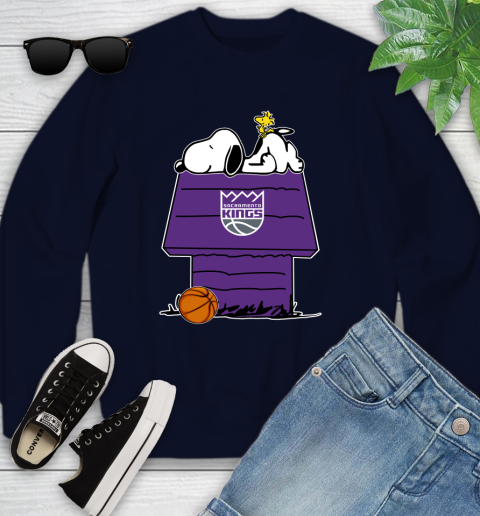 Sacramento Kings NBA Basketball Snoopy Woodstock The Peanuts Movie Youth Sweatshirt 3