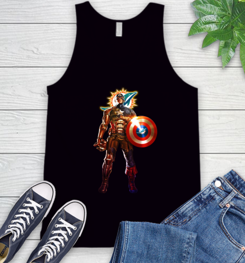 NFL Captain America Marvel Avengers Endgame Football Sports Miami Dolphins Tank Top 2