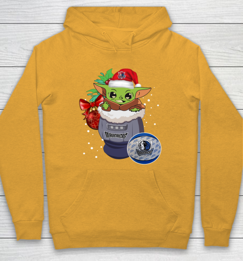 Dallas Mavericks Christmas Baby Yoda Star Wars Funny Happy NBA Hoodie 3