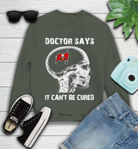 NFL Tampa Bay Buccaneers Football Skull It Can't Be Cured Shirt Youth Sweatshirt 7