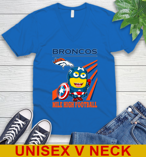 NFL Football Denver Broncos Captain America Marvel Avengers Minion Shirt V-Neck T-Shirt 5