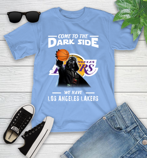 NBA Come To The Dark Side We Have Los Angeles Lakers Star Wars Darth Vader Basketball Youth T-Shirt 15