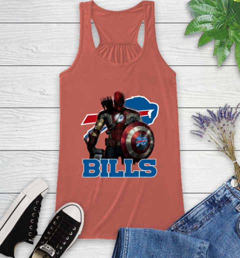 NFL Captain America Thor Spider Man Hawkeye Avengers Endgame Football Buffalo Bills Racerback Tank 4
