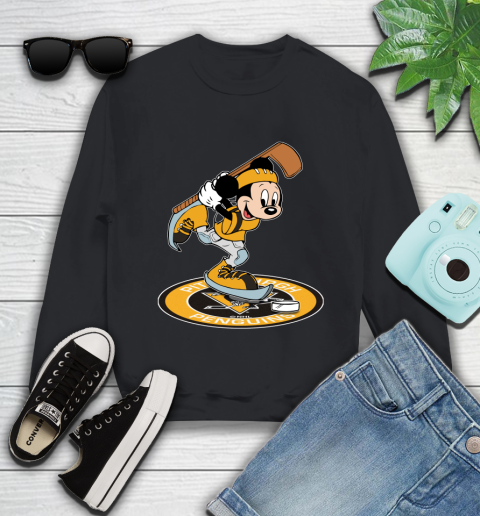 NHL Hockey Pittsburgh Penguins Cheerful Mickey Disney Shirt Youth Sweatshirt
