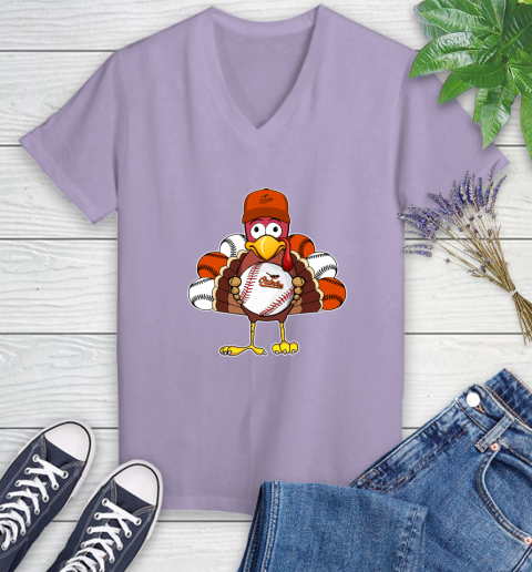 Baltimore Orioles Turkey thanksgiving Women's V-Neck T-Shirt 14