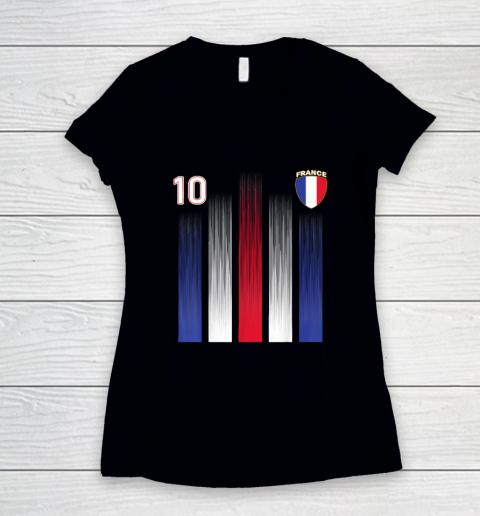 France Soccer Jersey France 10 Soccer Football Fan Women's V-Neck T-Shirt