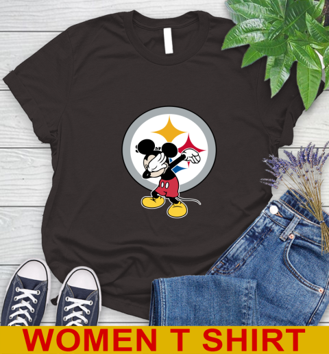 Pittsburgh Steelers NFL Football Dabbing Mickey Disney Sports Women's T-Shirt 8