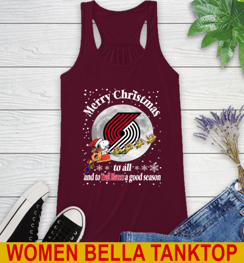 Portland Trail Blazers Merry Christmas To All And To Trail Blazers A Good Season NBA Basketball Sports Racerback Tank 2