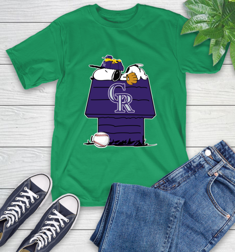 MLB Colorado Rockies Snoopy Woodstock The Peanuts Movie Baseball T Shirt T-Shirt 7