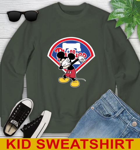 Philadelphia Phillies MLB Baseball Dabbing Mickey Disney Sports Youth Sweatshirt 9
