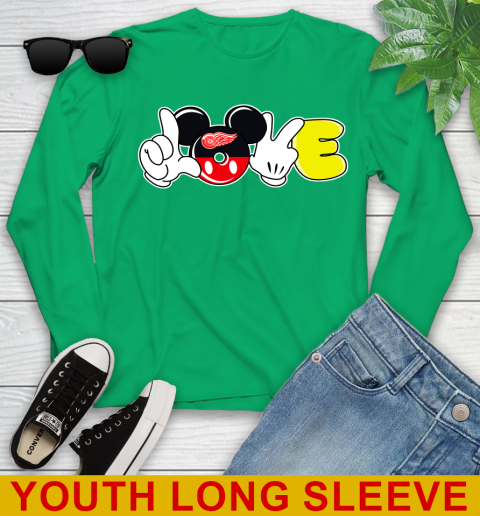 Detroit Red Wings NHL Hockey Love Mickey Disney Sports Youth Long Sleeve 7