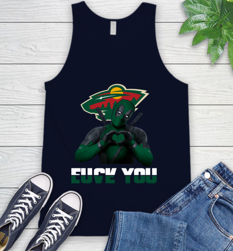NHL Minnesota Wild Deadpool Love You Fuck You Hockey Sports Tank Top 2