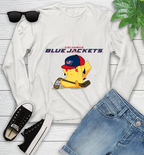 NHL Pikachu Hockey Sports Columbus Blue Jackets Youth Long Sleeve 12