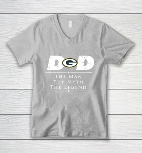 Green Bay Packers NFL Football Dad The Man The Myth The Legend V-Neck T-Shirt 3