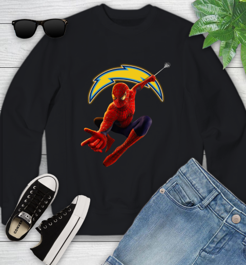 NFL Spider Man Avengers Endgame Football Los Angeles Chargers Youth Sweatshirt 2
