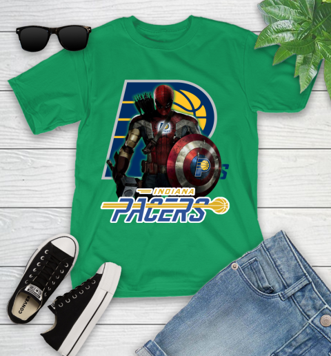 Indiana Pacers NBA Basketball Captain America Thor Spider Man Hawkeye Avengers Youth T-Shirt 6
