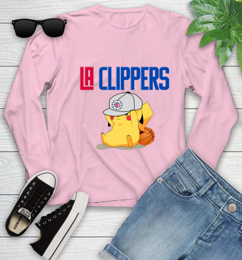 NBA Pikachu Basketball Sports Los Angeles Clippers Youth Long Sleeve 10