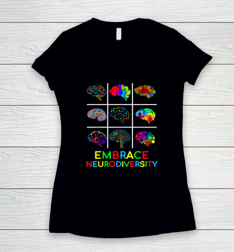 Embrace Neurodiversity Video Game Autism Awareness ASD Women's V-Neck T-Shirt