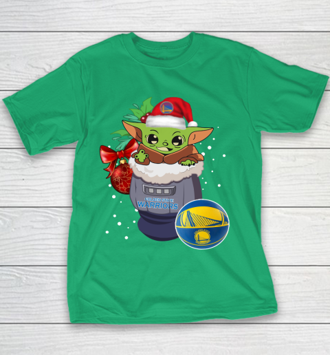 Golden State Warriors Christmas Baby Yoda Star Wars Funny Happy NBA Youth T-Shirt